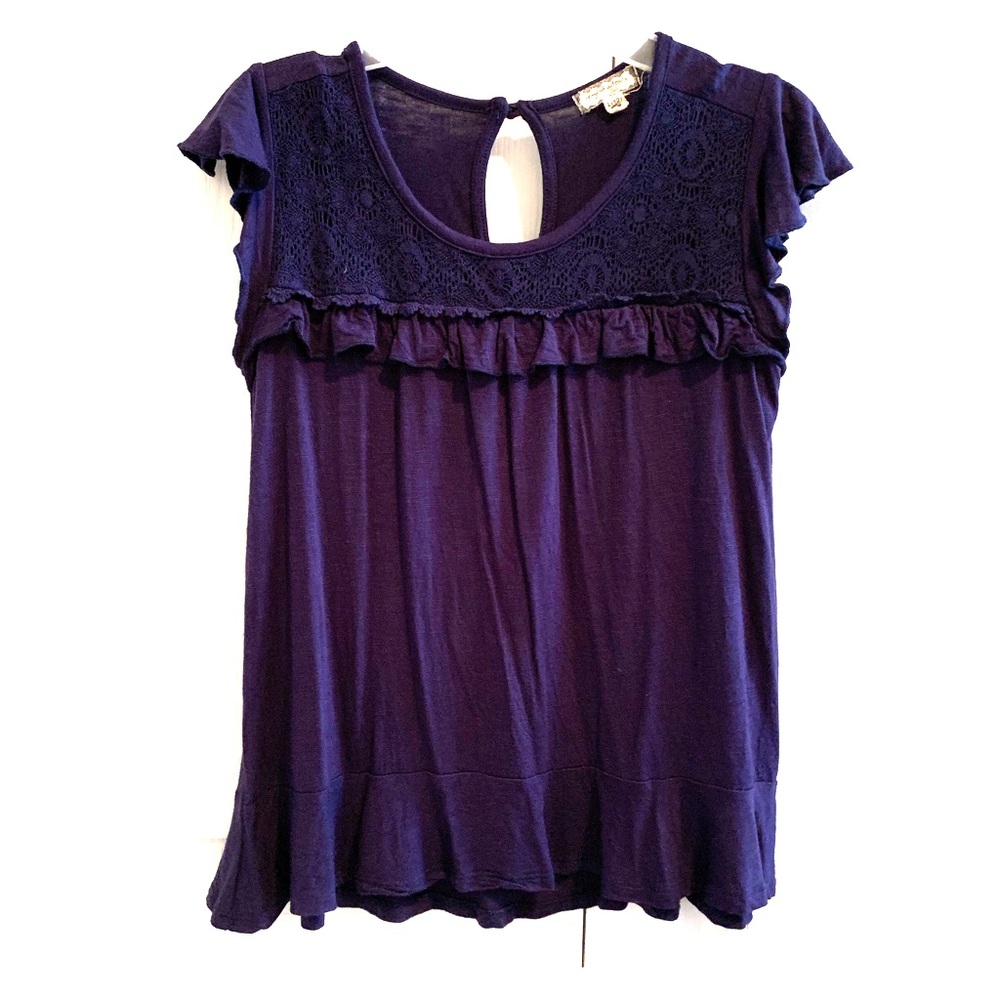 Navy Blue Ruffle Blouse